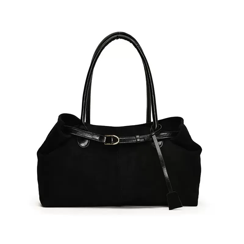 The Suede Tote - Midnight Black